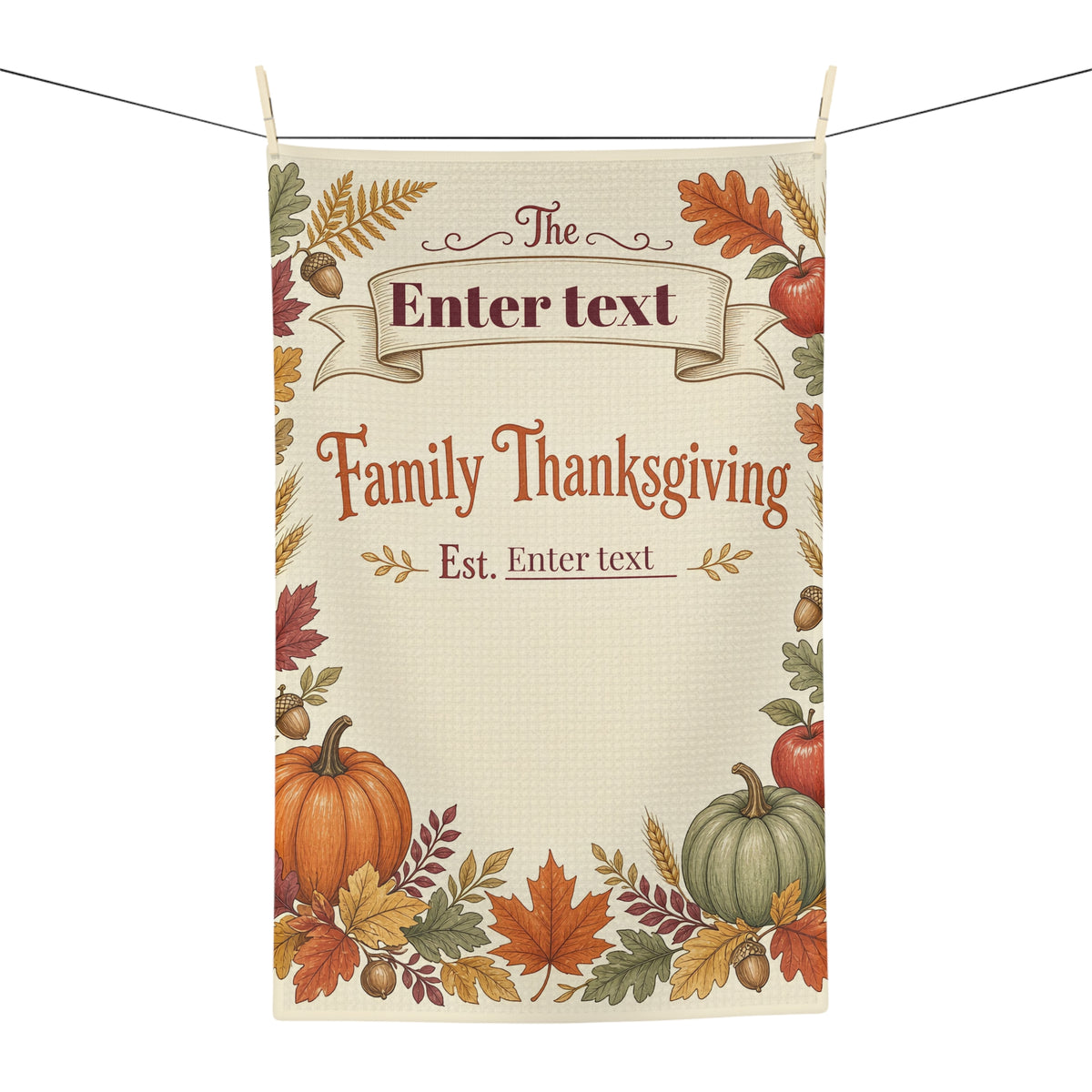 Personalized Family Thanksgiving Tea Towel