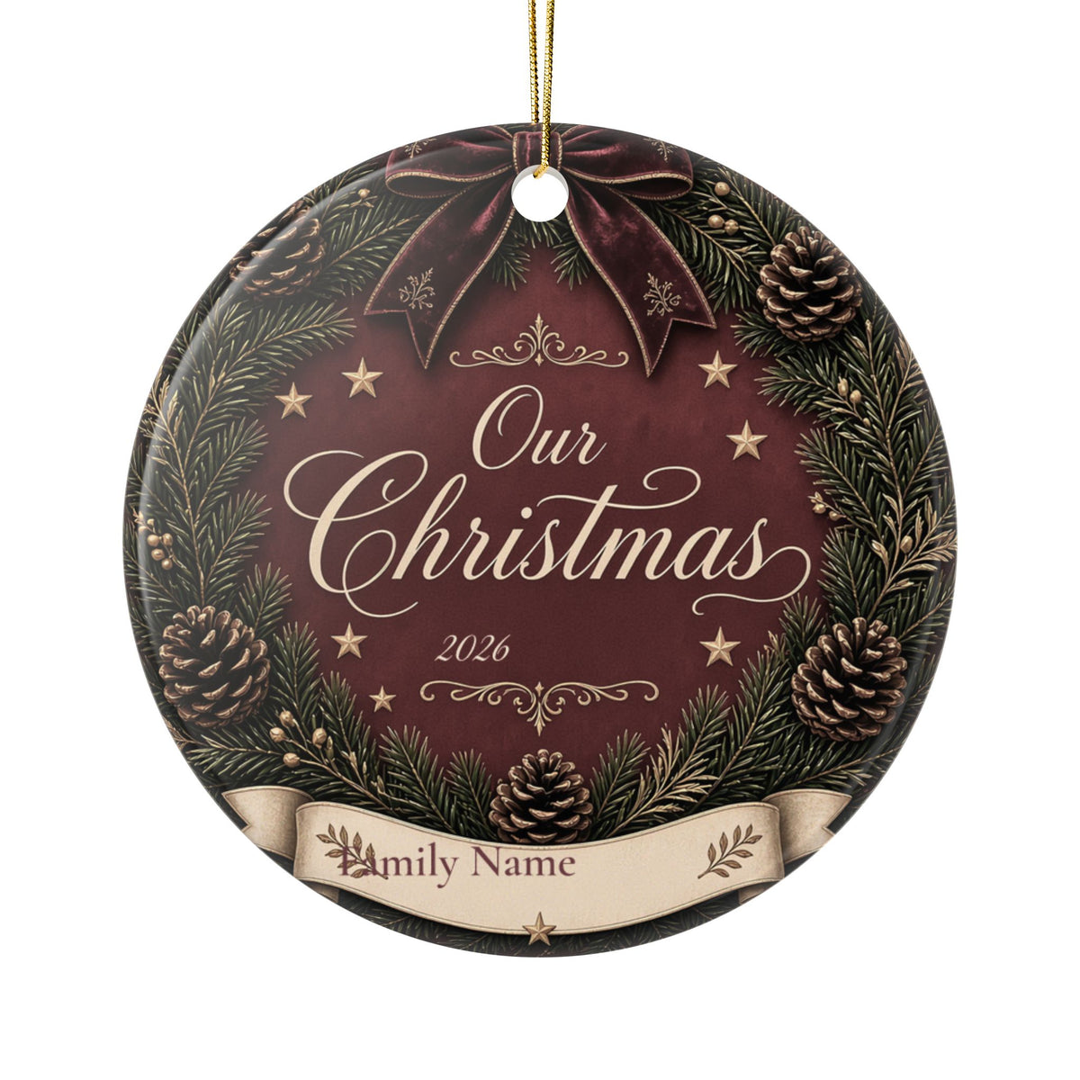 Personalized Family Name Christmas Ornament