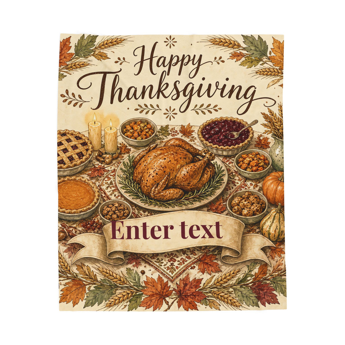 Personalized Family Thanksgiving Blanket