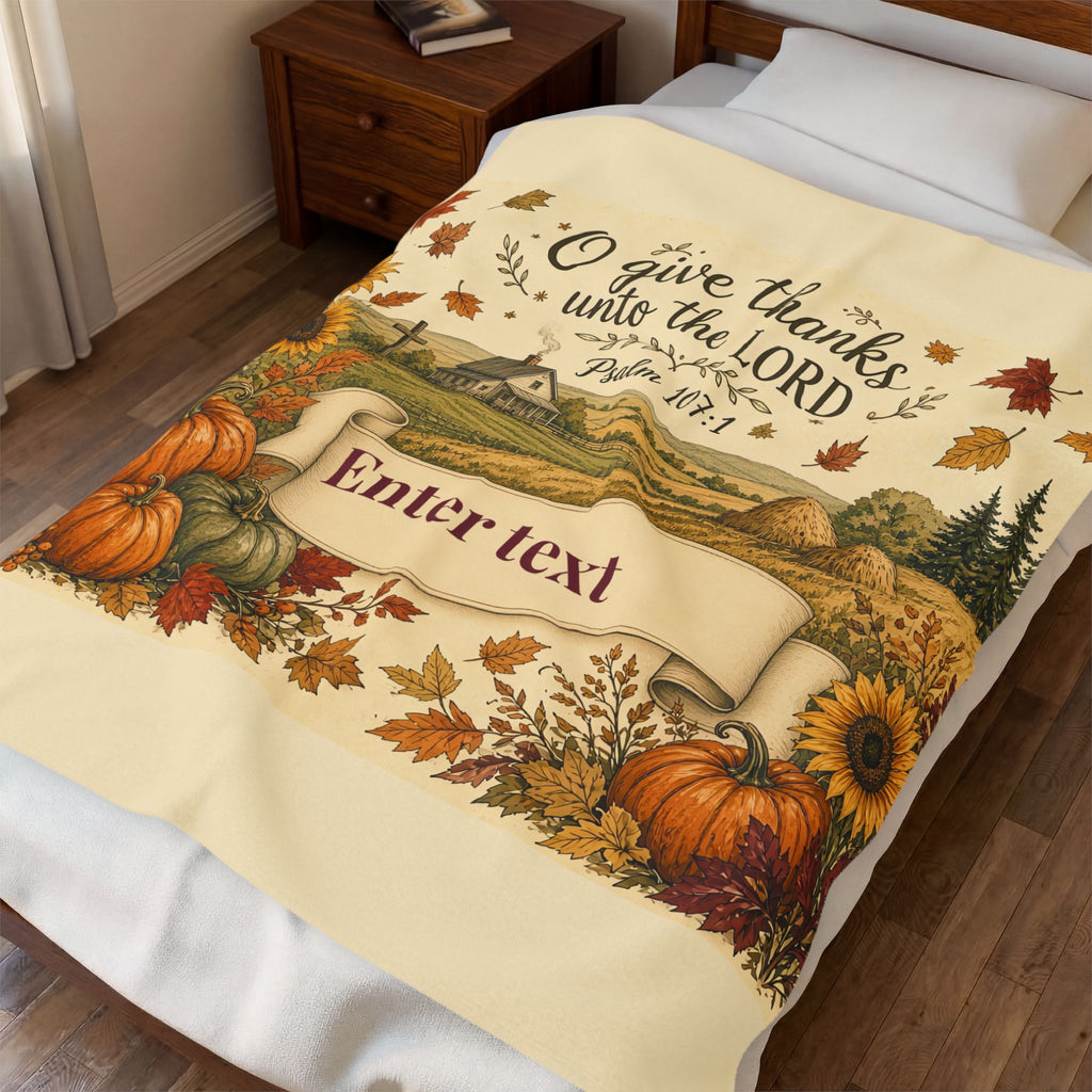 Personalized Faith Friendsgiving Harvest Blanket