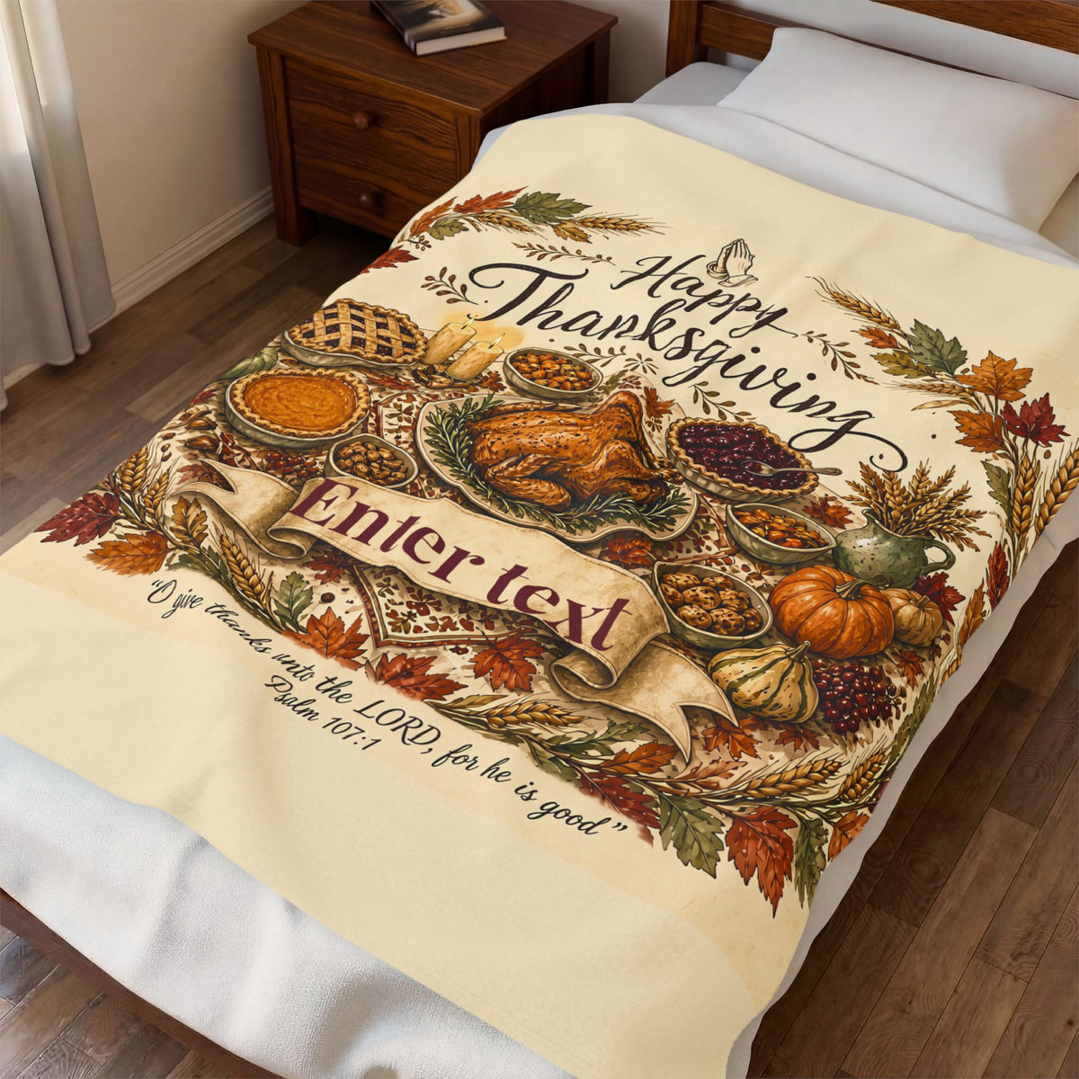 Personalized Faith Family Thanksgiving Blanket