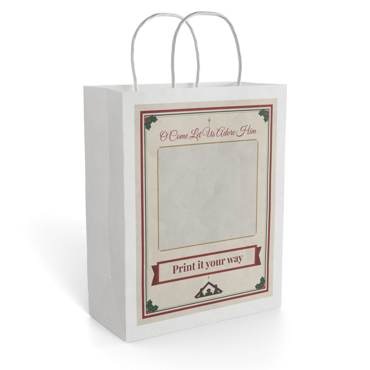 Personalized Faith Christmas Family Photo Gift Bag (O Come Let Us Adore Him)