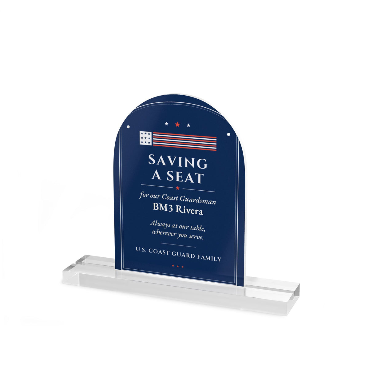 Personalized "Saving a Seat" Coast Guard Table Sign