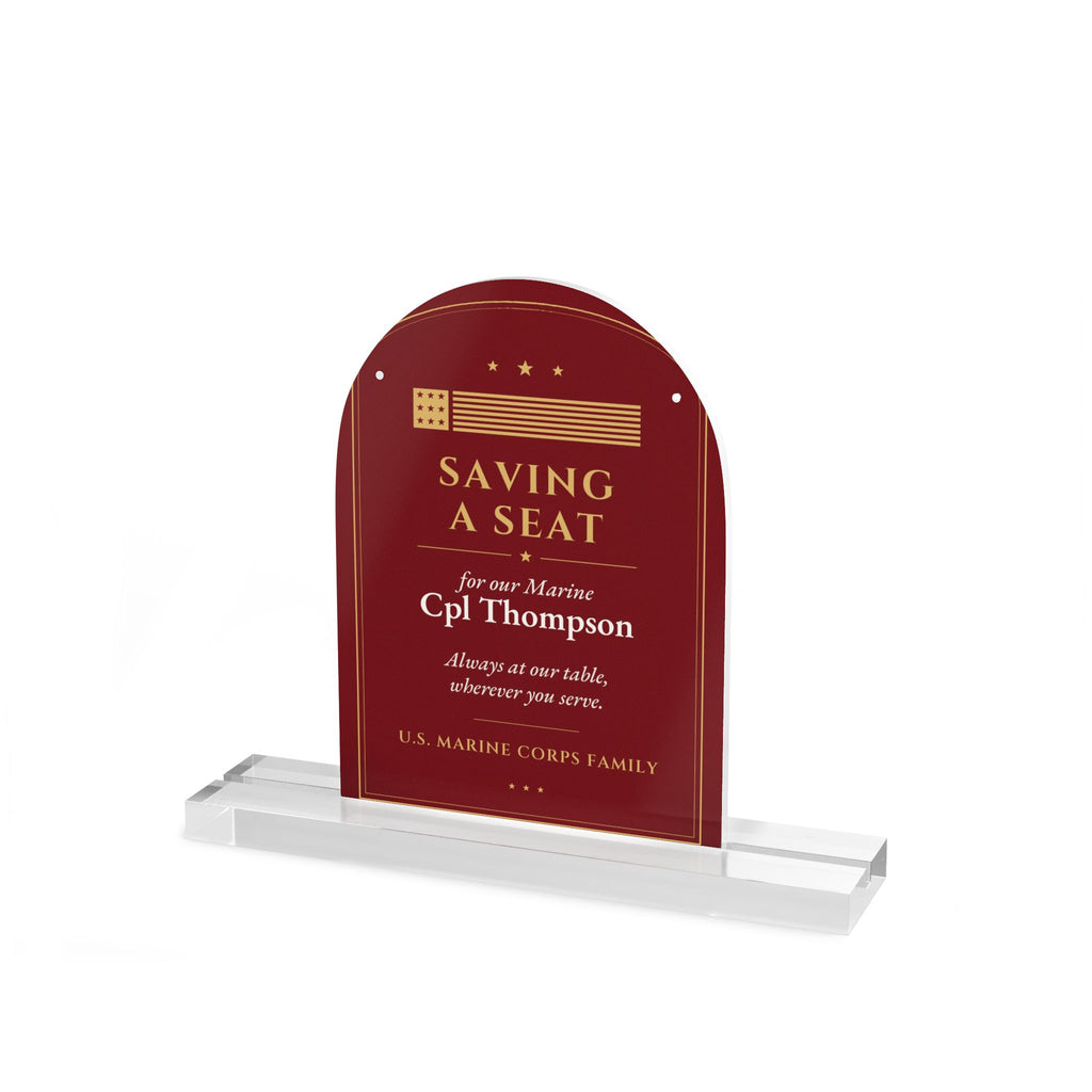 Personalized "Saving a Seat" Marine Corps Table Sign