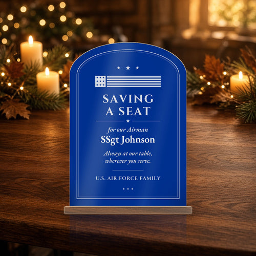 Personalized "Saving a Seat" Air Force Table Sign