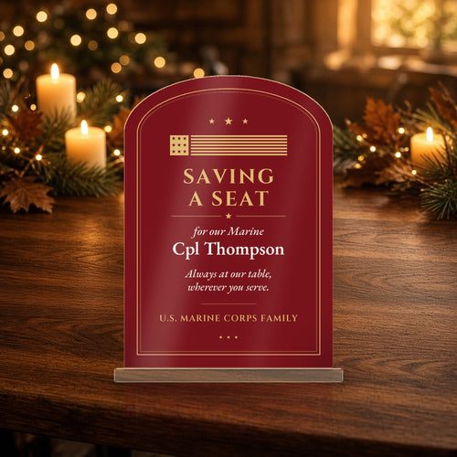 Personalized "Saving a Seat" Marine Corps Table Sign