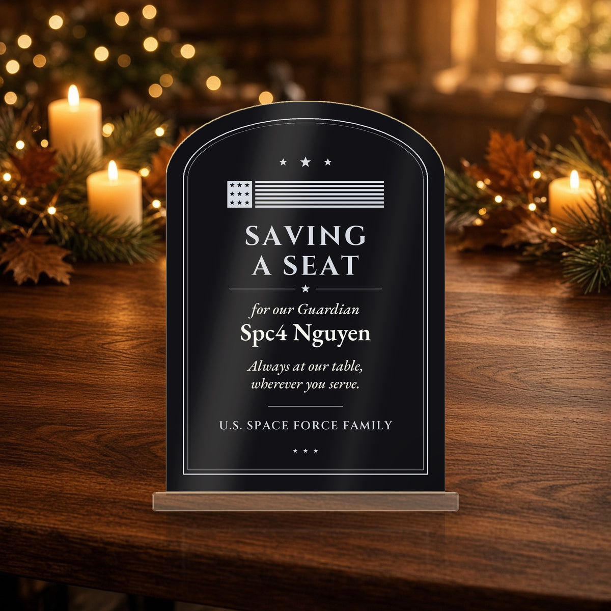 Personalized "Saving a Seat" Space Force Table Sign