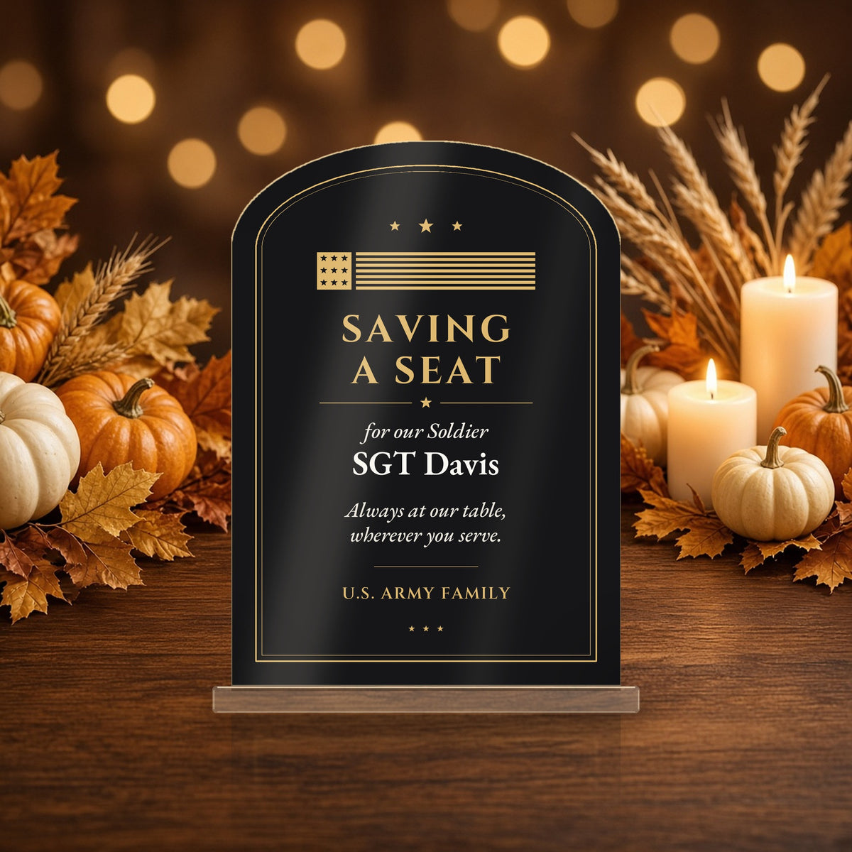 Personalized "Saving a Seat" Army Table Sign