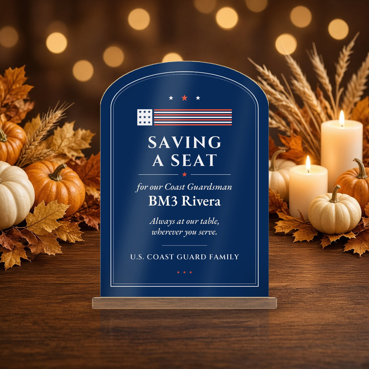 Personalized "Saving a Seat" Coast Guard Table Sign